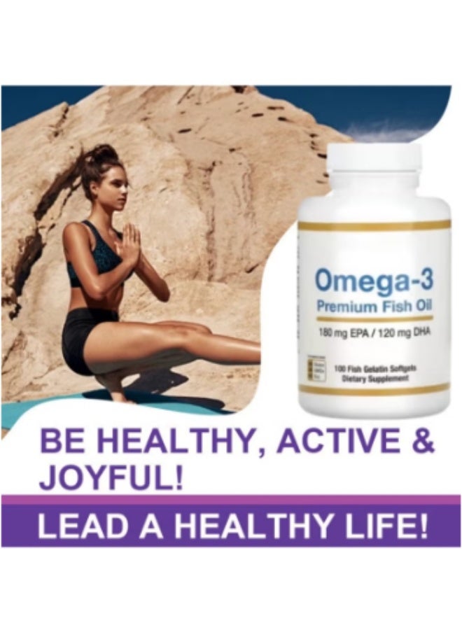 أوميغا ✨تركيبة مركزة من زيت السمك عالي الجودة أوميغا 3 مع حمضي EPA و DHA لتحسين مستويات الدهون في الدم ودعم المناعة – خالية من الغلوتين، 100 كبسولة هلامية من جيلاتين السمك - Image 2